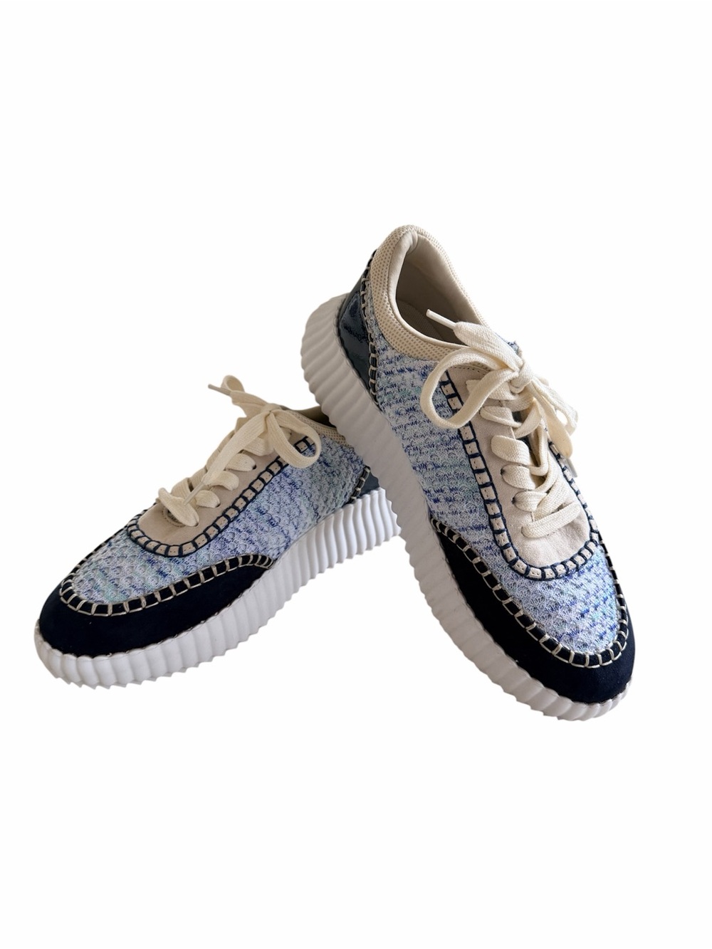 J Slides | Charlene Blue Tweed Lace-Up Sneaker